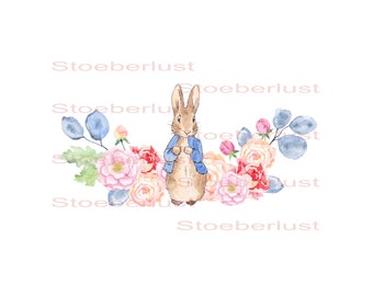 Hase Peter Rabbit Rosen Potter auf A4  Decalfolie Wasserschiebefolie wasserfest Transferfolie Möbel, Papier, verschiedene Größen, Material