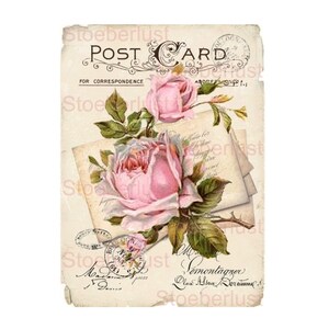 Cartão postal rosa selo fundo gasto esfregar ou filme decalque móveis chiques gasto tatuagem decalque filme slide de água tamanho 13,5 x 18,5 cm