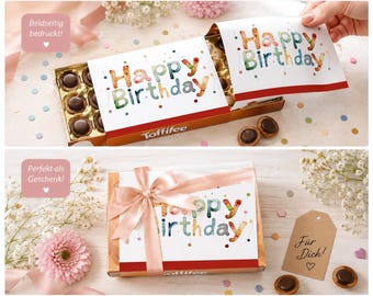 Toffifee Wrapper Happy Birthday – Printable Gift Wrap PDF – Instant Download