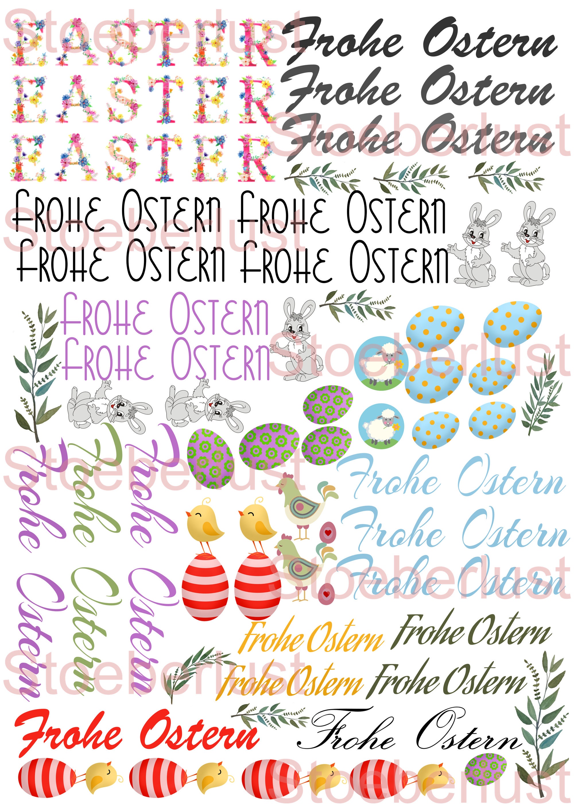 Adesivi Per Uova Di Pasqua – 10 Tatuaggi Temporanei Con Coniglietti E Uova Colorate, Decalcomanie Per Decorazioni Fai-da-Te