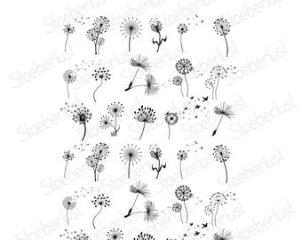 Rub-On Dandelions A5 – Transfer Stickers for DIY Crafts, Wood, Plaster, Candles