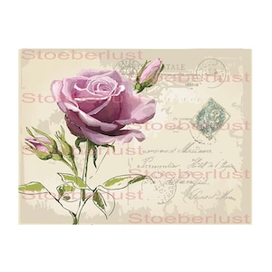 carte postale rose in lilac vintage background Decalfolie, waterslide Laser waterproof Transfer Furniture, different sizes and materials