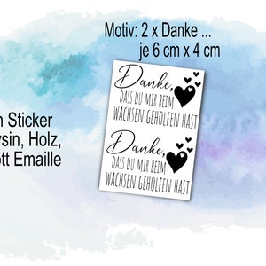 Autocollant à frotter 2 x Merci, - Grandir 6 x 4 cm - ou d'autres motifs - également comme feuille de bougie pour le bricolage