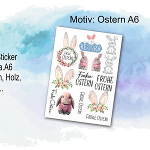 Rub-Ons / Rub-On Ostern A6 oder A5 Hasen, Osterkranz Frohe Ostern, Sticker für z.B. Glas, Gips, Raysin, oder Kerzenfolie für Kerzen DIY