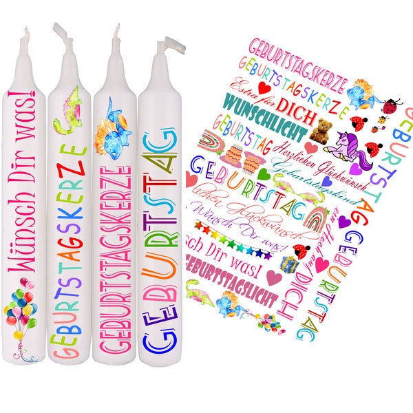 Candles tatttoos stickers birthday child pink on A4 or optional A5, water slide, decal DIY for craft fans and do-it-yourselfers