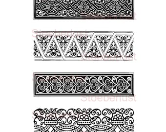 4 vintage borders dimensions in text on A 4 decal waterproof, decal film for wood, glass, ceramics, concrete, plastic, tiles,