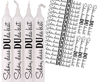 Candles tattoo foil sayings to give away Nice that YOU are there 22 x on A4 or A5 - for candles or ceramics for the wedding or baptism