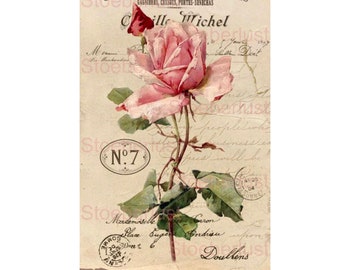 Rose Nr. 7 shabby Background Rub On oder Wasserschiebefolie wasserfest, Transferfolie, Möbel, Papier, Größen, Material