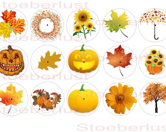 Candle foil tealight stickers 15 stickers autumn for tealights small A5, pumpkins, leaves sunflowers, wreath and more for bargain hunters DIY