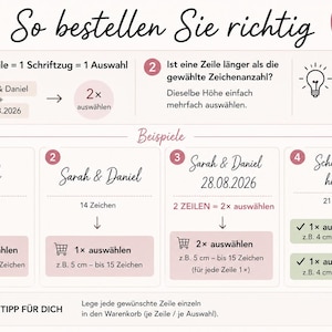 Bestellanleitung für die die Buchstaben
Soo bestellen sie richtig!
