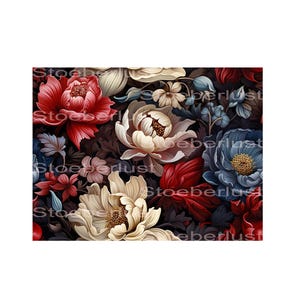 floral Reispapier randlos Rosen, Muster wiederholend Reispapier für Decoupage, Serviettentechnik,  Verschiedene Größen und Materialien DIY