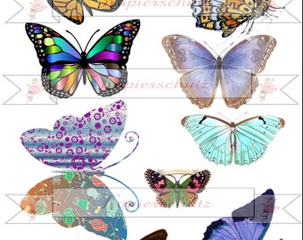 Decal waterproof Butterflies Butterfly on A 4 - waterslide A4