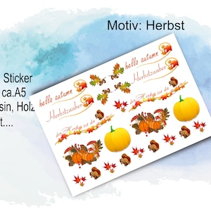 Rub-Ons / Rub-On, veel motieven met het thema herfst op A5, transferstickers voor glas, gips, Raysin, Keraflott, hout, cadeau,
