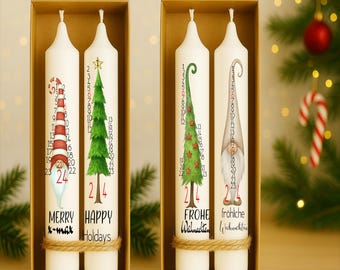 Advent Calendar Candle Tattoos | Gnomes & Trees | DIY for Taper Candles | Hygge Christmas A5