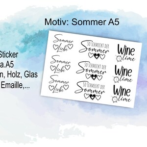 Summer Love, Winetime, Questo è il sapore dell'estate, A5 ecc. Adesivi da strofinare o con candele o altri motivi tra cui scegliere, decalcomania fai da te per gli appassionati di artigianato
