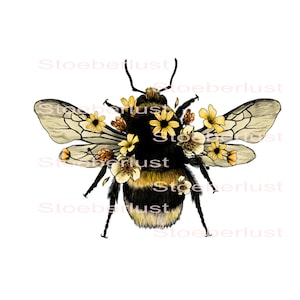 Biene und Blüten als Rub On Sticker/ Wasserschiebefolie Klebefolie für Ihre DIY Bastelideen, für Möbel, Kartenbasteln