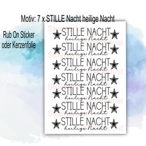 7 x STILLE NACHT Heilige Nacht wrijfstickers of kaarsfolie inclusief motieven voor Raysin, hout, emaille of kaarsfolie voor doe-het-zelf DIY