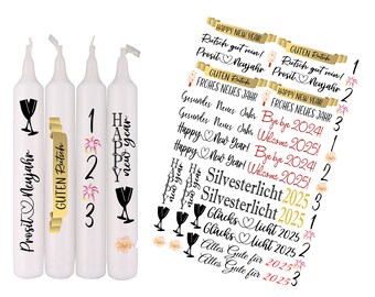 Candle stickers, new year's eve (1), for candles, for small packages, material waterslide foil, decals DIY for craft fans