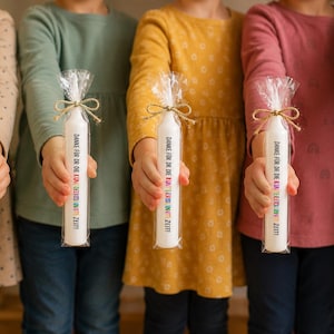 Dankeschön Kerzen Aufkleber A4 A5 „Danke für die kunterbunte Zeit“ | Abschied Kindergarten Schule Lehrer Erzieher Geschenk DIY