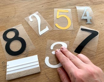 TrVinyl Number Stickers | House Number | Wheelie Bin | Letterbox | Garage | Weatherproof | 2–30 cm