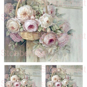 3 x Roses in a basket on A 4 Decalfolie, waterslide Laser Transfer Furnituretattoo 1 x 19 x 18,6 cm, 2 x 9 x 8,8 cm image 5