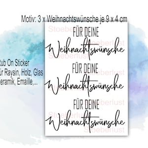 Wrijfsticker 3 x voor je kerstwensen en andere motieven - voor Raysin, hout, emaille of kaarsfolie voor doe-het-zelf
