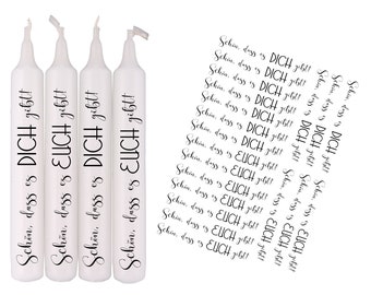 Candles tattoo foil sayings to give away Nice that YOU are there 22 x on A4 or A5 - for candles or ceramics for the wedding or baptism