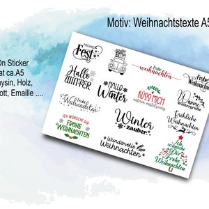 Rub-Ons / Rub-On Kerstteksten en motieven, en meer - Transferstickers voor bijvoorbeeld glas, gips, Raysin, Keraflott, hout, DIY