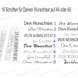 Dein ganz persönliches Kerzentattoo – 16 Schriften und  4 Farben zur Auswahl