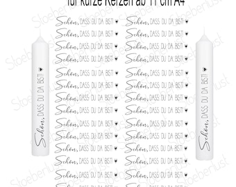 Adesivi per candele "Piacere di averti qui" con cuore - 9 cm - A4, A5 o set