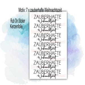 7 x magische kersttijd-wrijfstickers of kaarsfolie, inclusief motieven voor rozijnen, hout, email of kaarsfolie voor doe-het-zelf