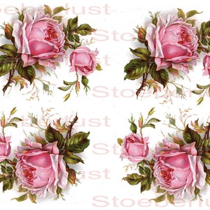 Decalfoil or Rub on Sticker , waterslide Laser 4 vintage roses Transfer Furniture,