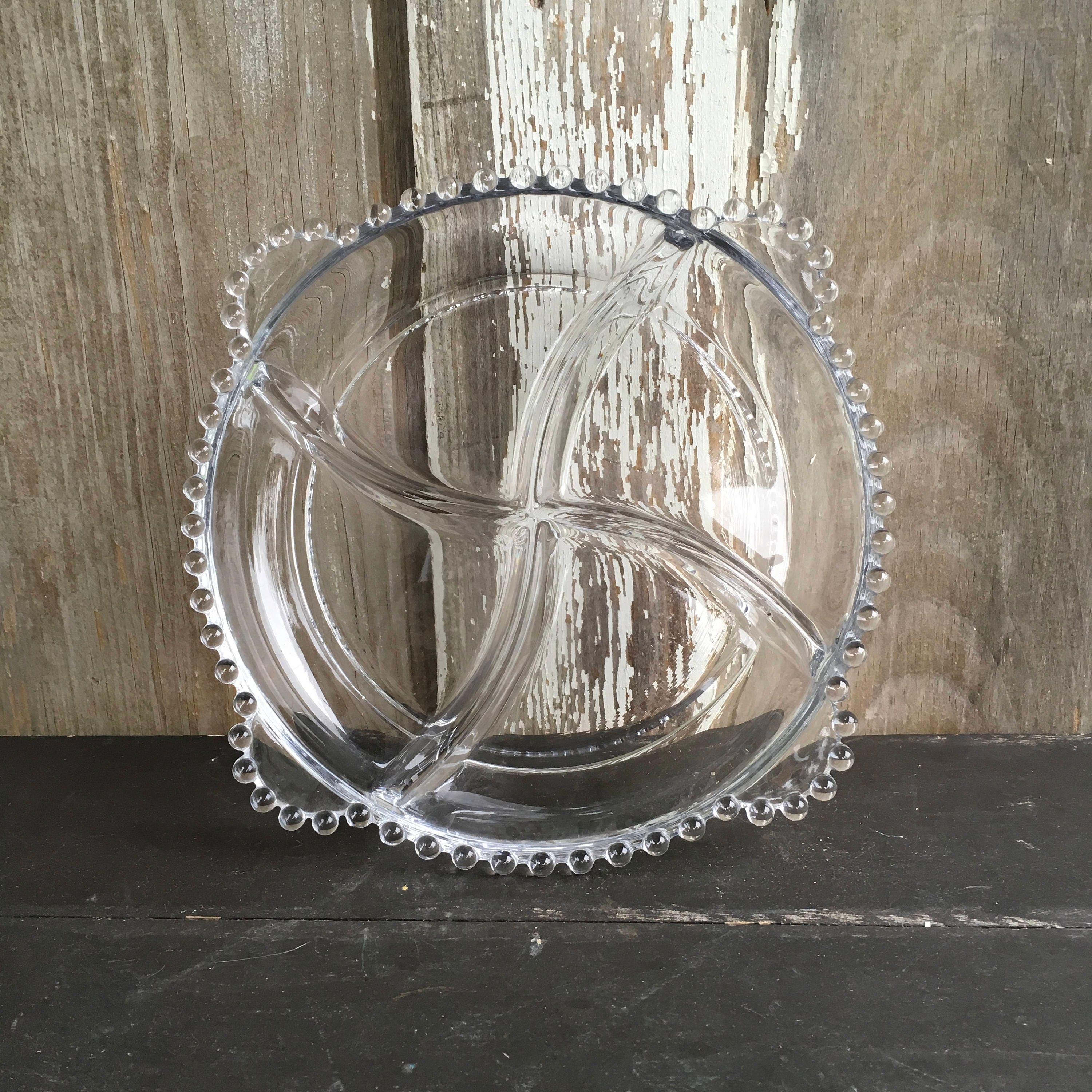 Imperial Candlewick crystal beaded edge divided relish dish Etsy