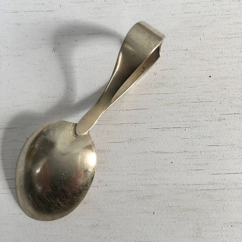 Sterling silver baby feeding spoon engraved Peter Nice vintage Etsy