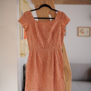Vintage Blush Lace Shift 1960s Dress Small-Medium