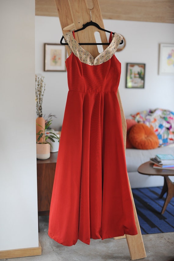 Vintage 1960s Red  A-Line Gown, Small-Medium - image 1