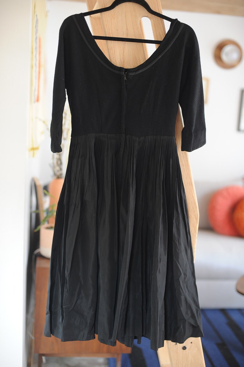 Vintage I Magnin Black Party Dress, 1950s/1960s, Medium image 3