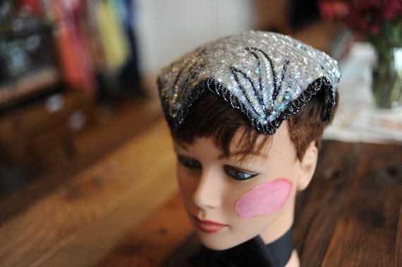 I Magnin Iridescent Sequin Hat - image 1