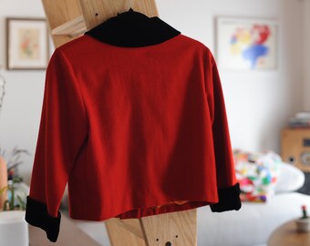 Short Red Vintage Jacket With Black Velvet Collar - Etsy Short Red Vintage Jacket With Black Velvet Collar - Etsy