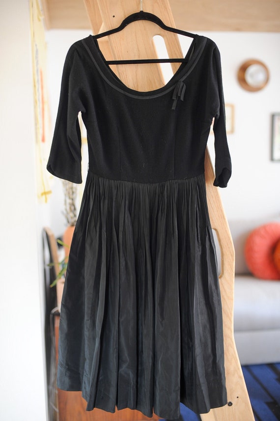 Vintage I Magnin Black Party Dress, 1950s/1960s, M