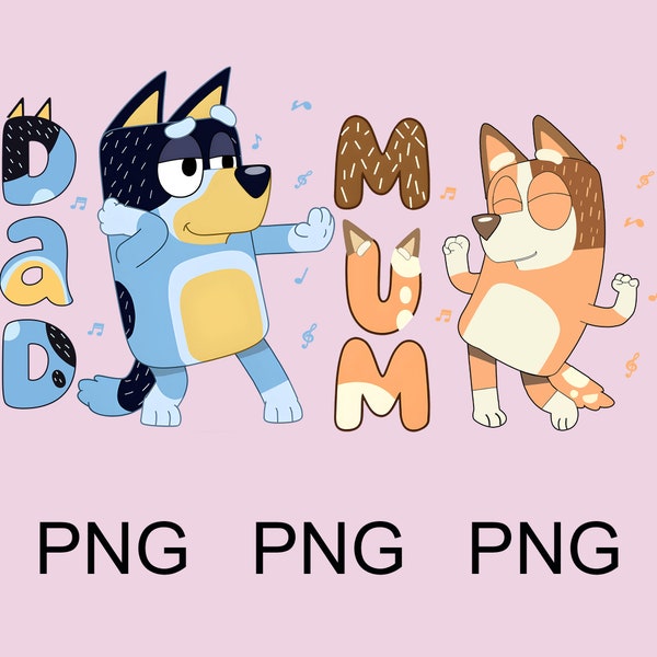 Bingo mama PNG, Bluey tata PNG, Bluey Bingo PNG, Bluey Family PNG, Rad tata PNG, Bluey Design, Digital Download