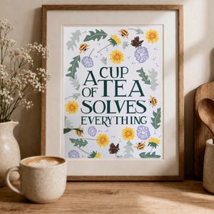 DIFFERENT DESIGNS Emma Bridgewater Inspired Print A Cup of Tea Solves Everything