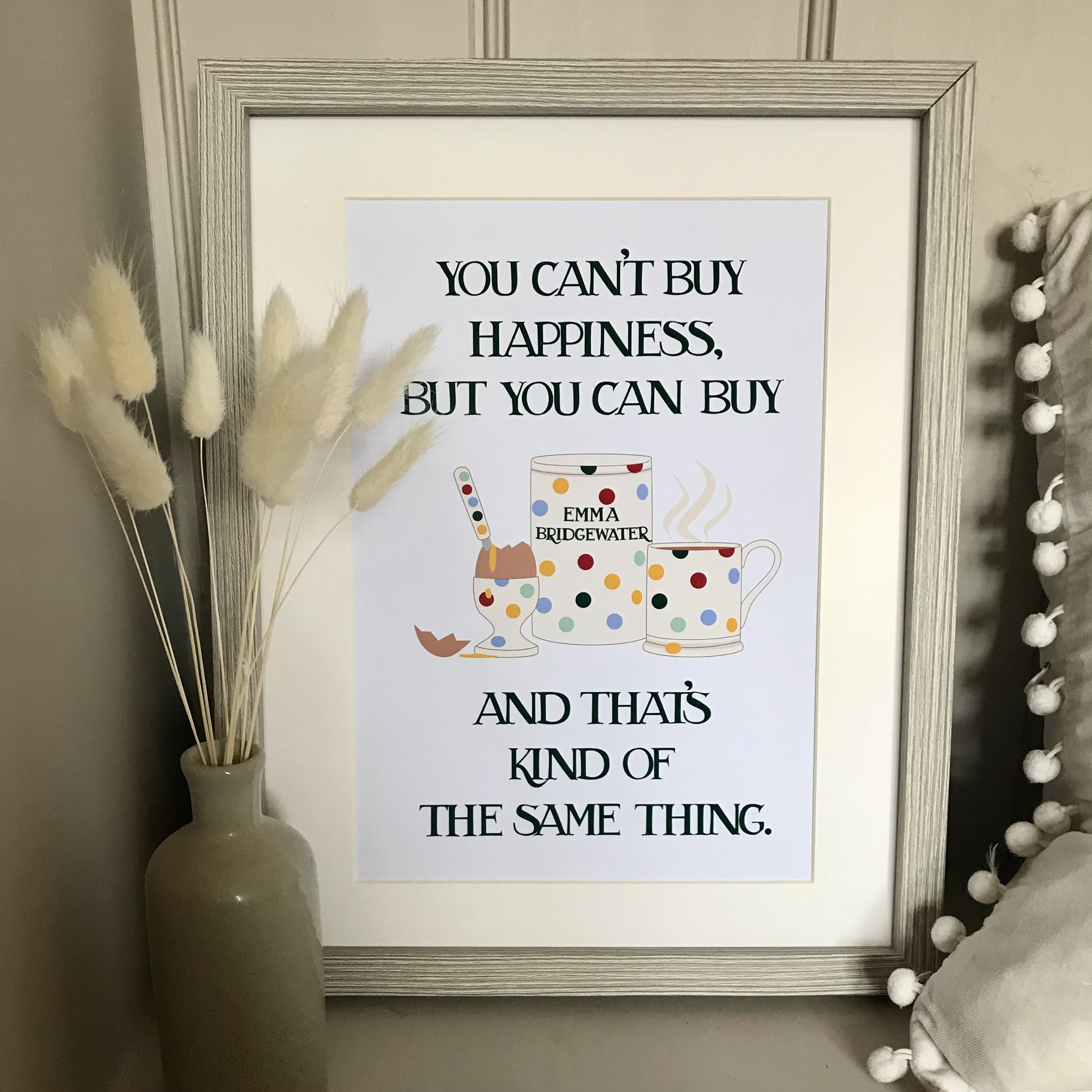 Emma Bridgewater Inspired You Can't Buy Happiness Polka Dot Print