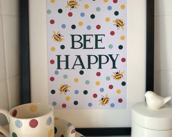 Emma Bridgewater Inspired Fan &#39;Bee Happy&#39; Polka Dot Print
