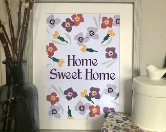 Emma Bridgewater Inspired Home Sweet Home Wallflower Print New Home Gift