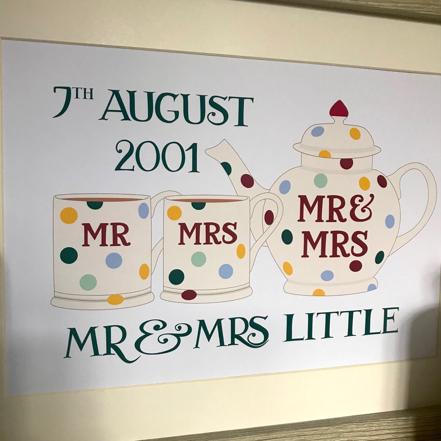 Emma Bridgewater Inspired Wedding Personalised Gift Print Etsy