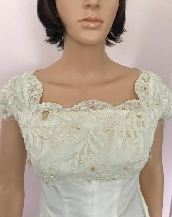 Vintage 50s Ivory HANDMADE WEDDING GOWN Dress - Gem