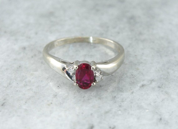 Vintage JAL 14K Oval Ruby & Diamond Solitaire Rin… - image 8