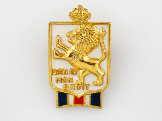 Vintage Enamel Brass Dieu Et Mon Droit Lion Etsy