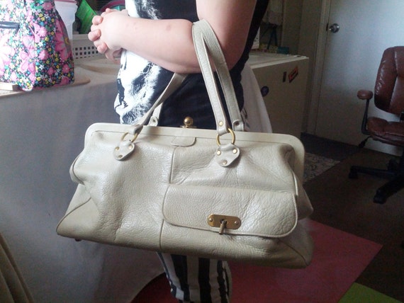 HUGE 1960s Vintage Beige Leather Roger Van S Overn